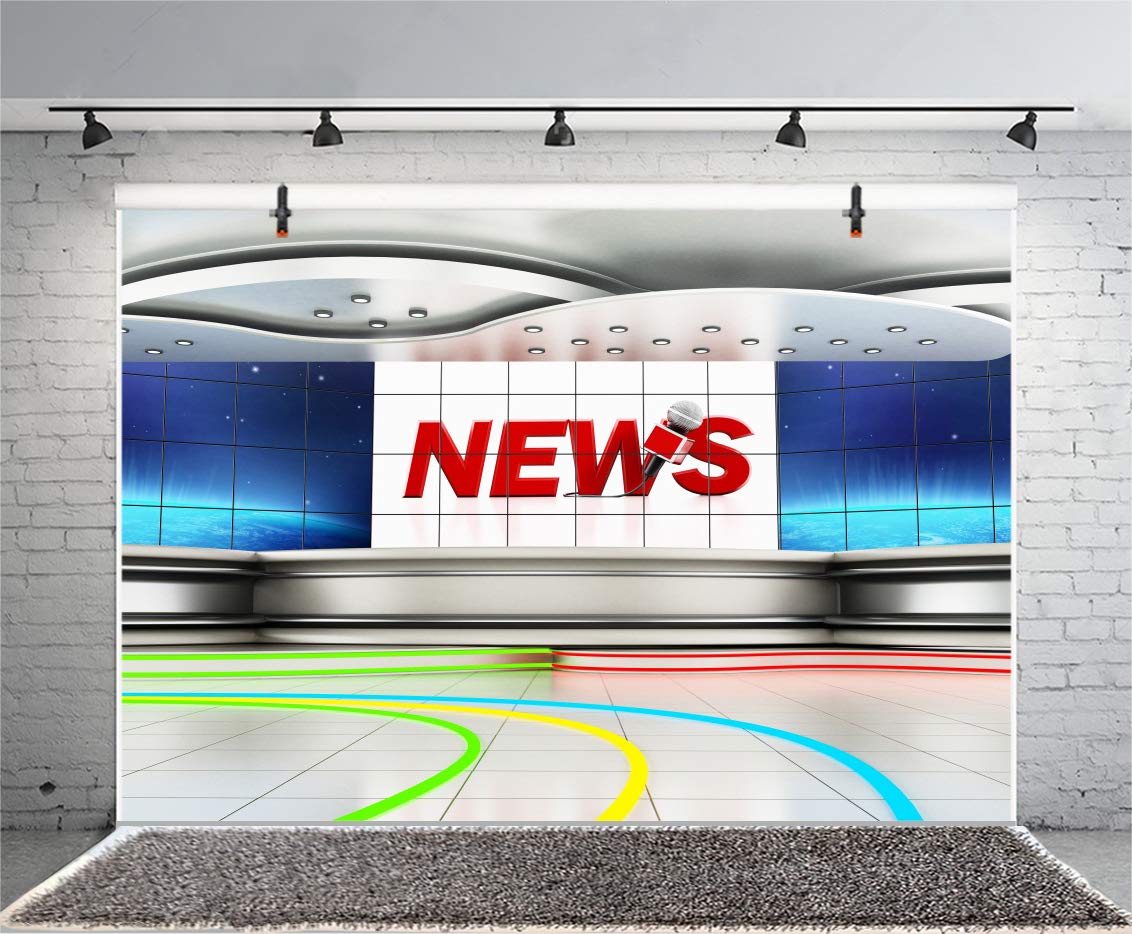 TV Show Background Leyiyi 7x5ft News Broadcast Backdrop - Modern Office ...