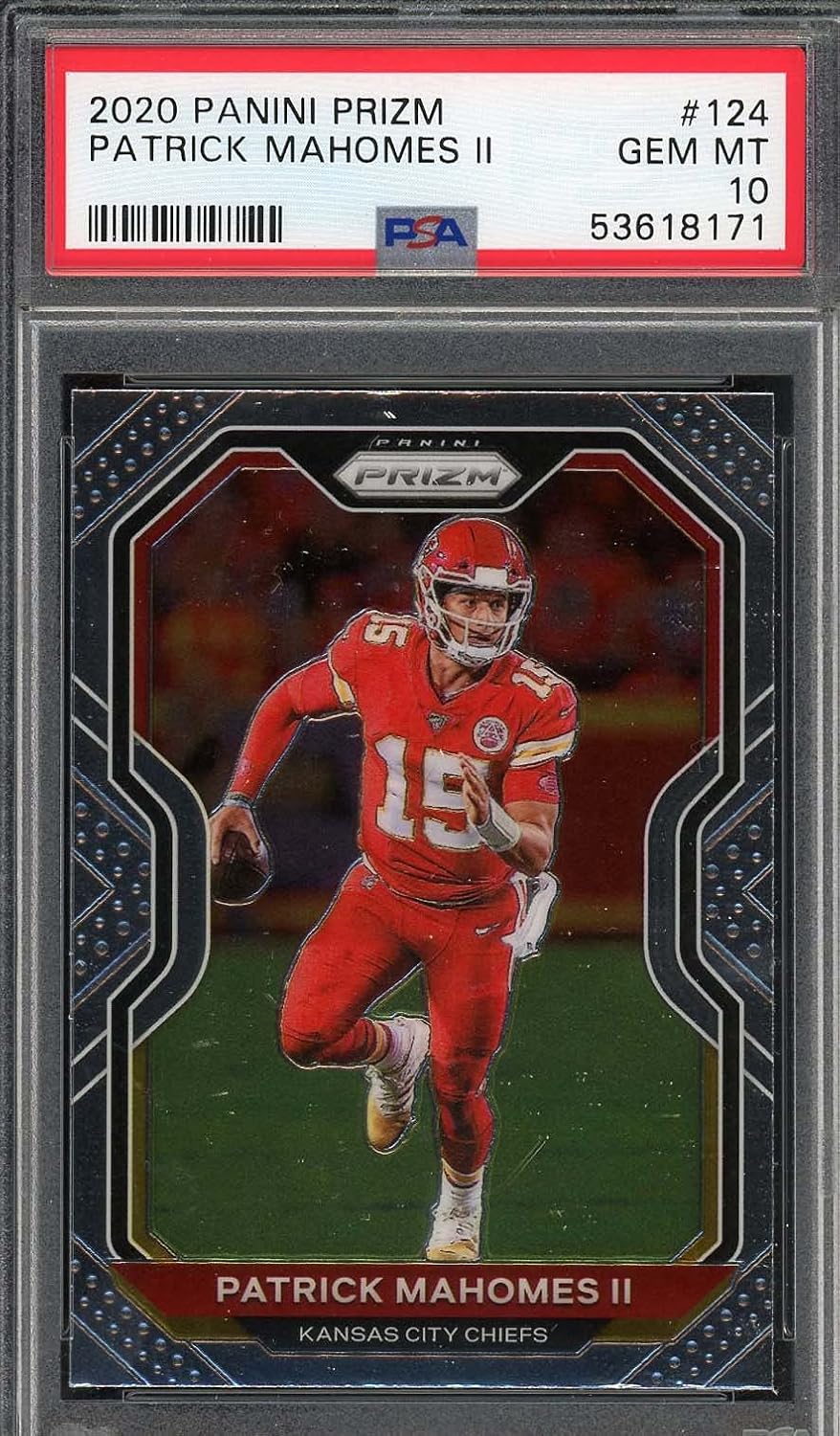 Patrick Mahomes 2020 Panini Prizm Football Card #124 Graded PSA 10