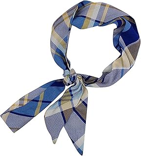 Blue Plaid Skinny Neck Scarf