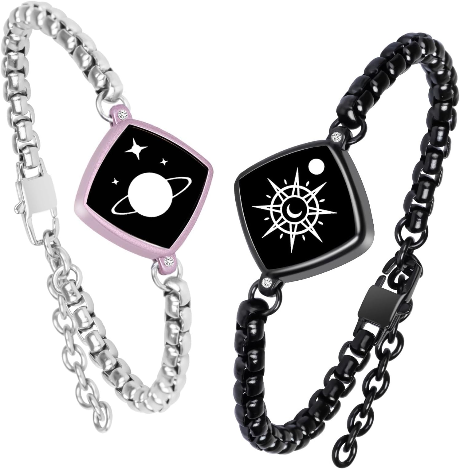 Long Distance Touch Bracelets, Light up Remote Smart Matching Couples Bracelet for Couple Long Distance Relationship Girlfriend Boyfriend Festival Gifts Lover Jewelry Set