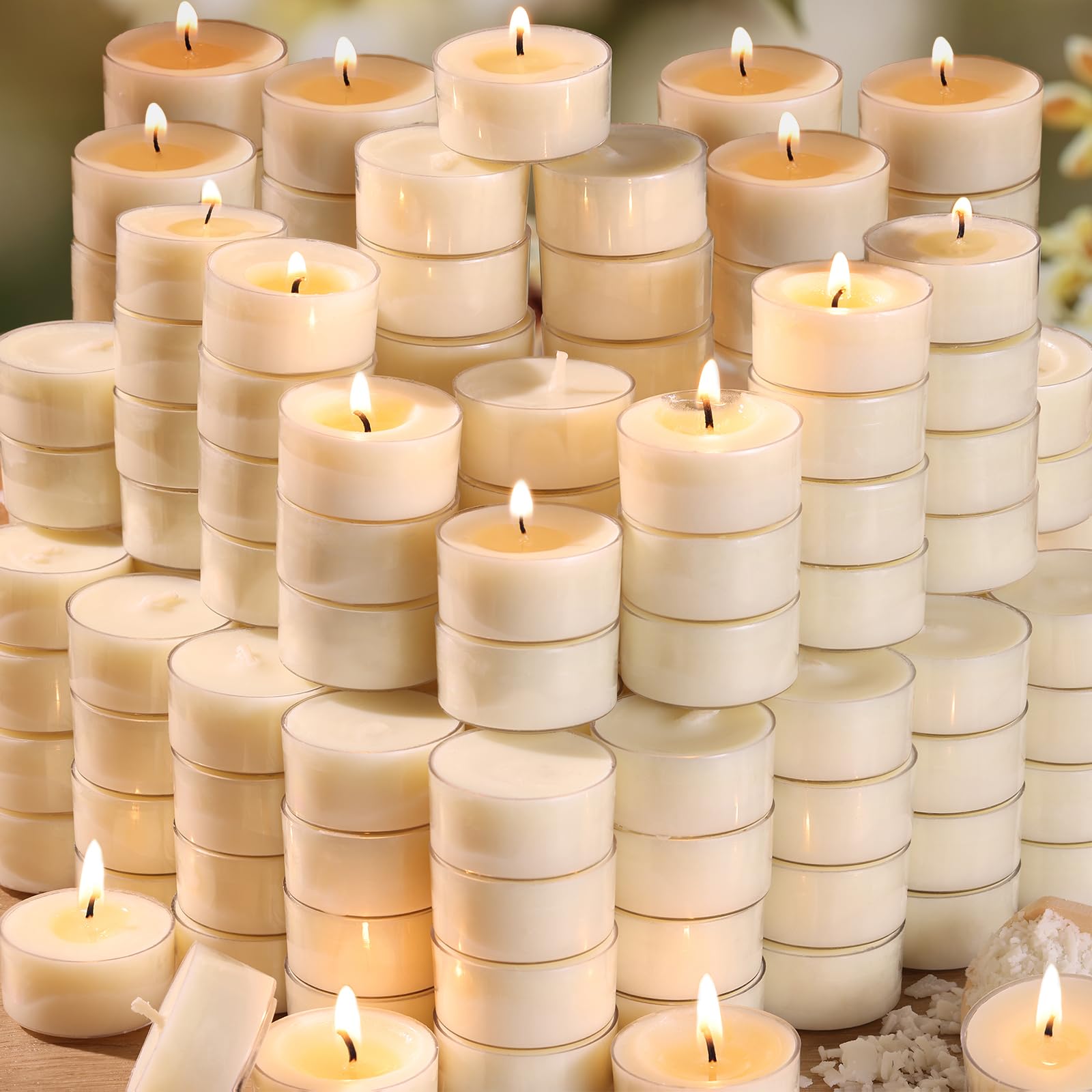 Amazon.com: Soy Tea Lights Candles 200 Pack, 6 Hour White Small Votive Non Toxic Candle | Natural, Long Burning, Unscented, Smokeless, Emergency, : Home & Kitchen