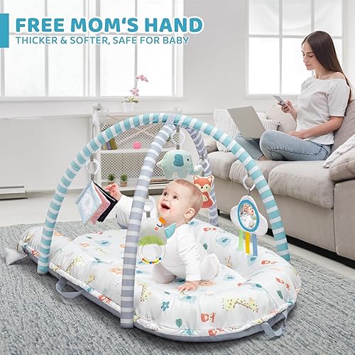 Miniatura 6 de Tapete de juego para bebé, tapete de gimnasio 7 en 1 para desarrollo sensorial y motor, lavable y portátil, tapete de actividad para recién nacido