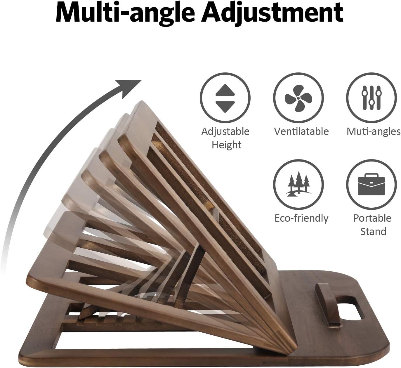 RAVEGO Laptop Stand, Foldable Wooden Laptop Riser Adjustable Computer MacBook Stand for Desk Portable Universal Notebook Laptop Holder with Multiple Angles for Laptops Up to 15.6 inches (Walnut) : Electronics