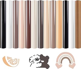 HTVRONT Skin Tone HTV Vinyl Heat Transfer Vinyl Bundle-13 Pack Brown HTV Sheets 10 Assorted Colors Iron on Vinyl with Teflon Sheet