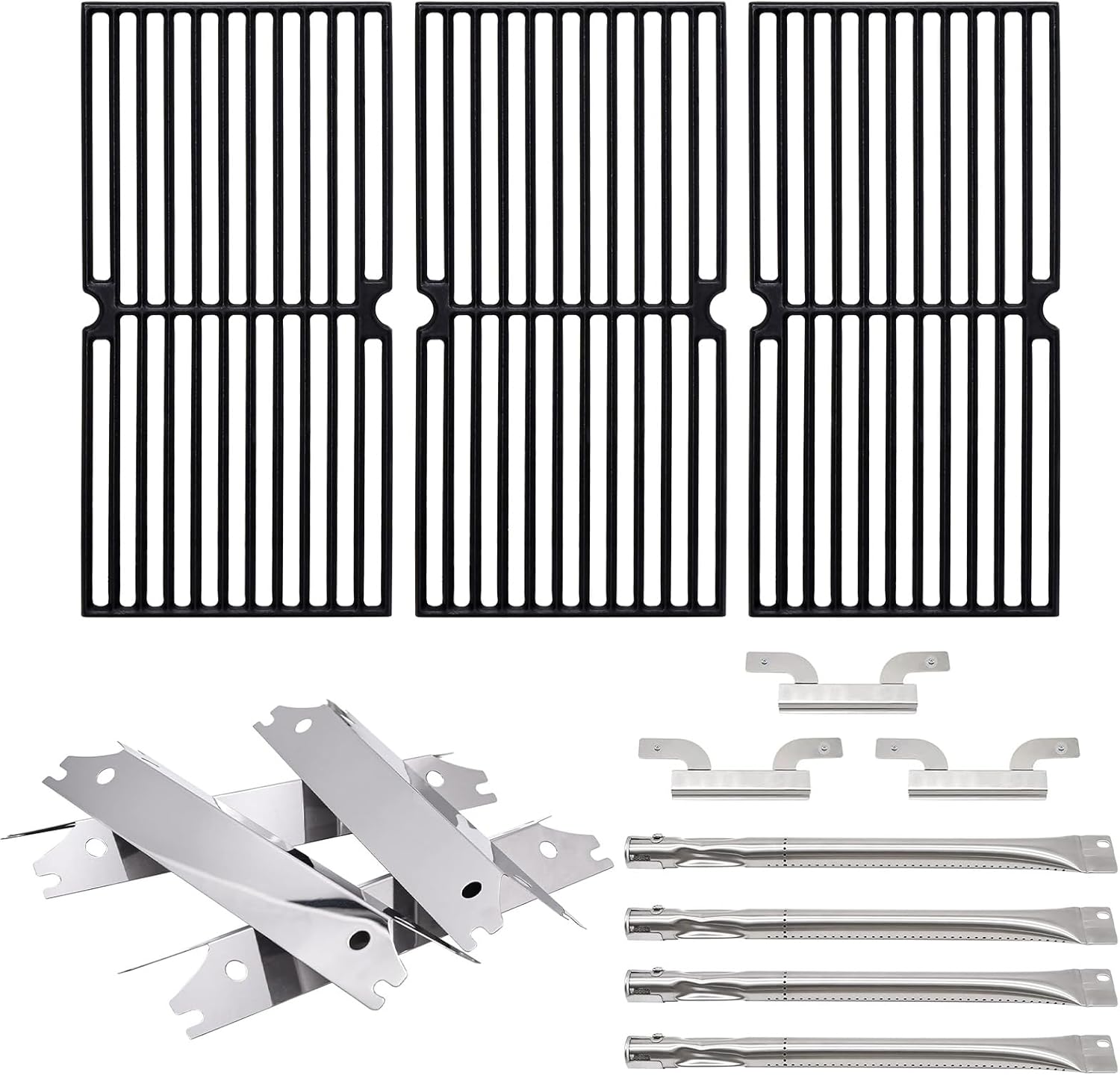 Adviace Grill Replacement Parts for Brinkmann 810-2410-S 810-2411-S, Heat Plates & Grill Burner & Crossover Tubes & Grates Replacement for Brinkmann 4 Burner Gas Grill Model 810-2410-S