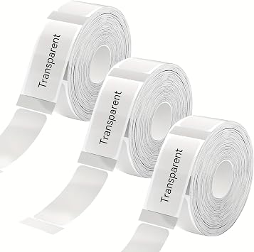 3Rolls D30 Clear Label Tape 12mmx40mm Compatible with Phomemo D30 Label Maker Waterproof Laminated Custom Stickers Office Labels Replacement