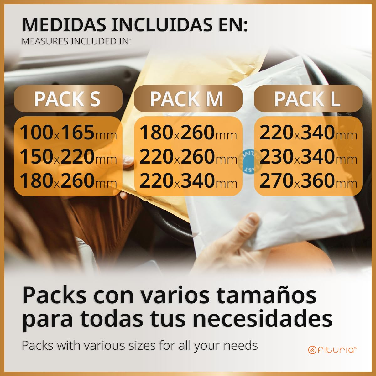 Sobres Acolchados para Envíos, Multitamaño (3 Tamaños), Colores Kraft y Blanco – Cierre Autoadhesivo – Sobres de Papel con Burbuja Interior, Ideal para Envíos - Pack S - Ofituria (12 sobres)