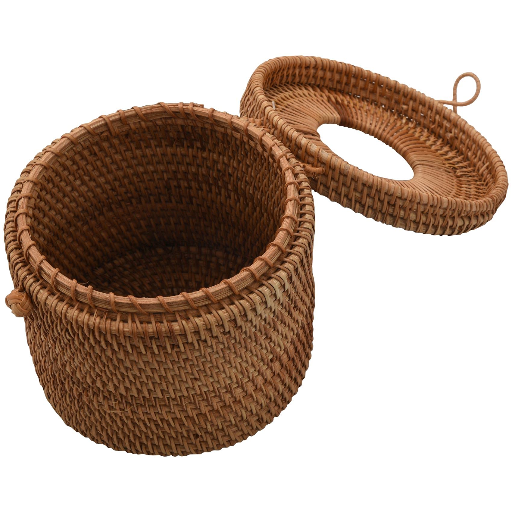 GROCKSTR Round Rattan Tissue Box Vine Roll Holder Toilet Paper Cover Dispenser For Barthroom,Home,Hotel And Office