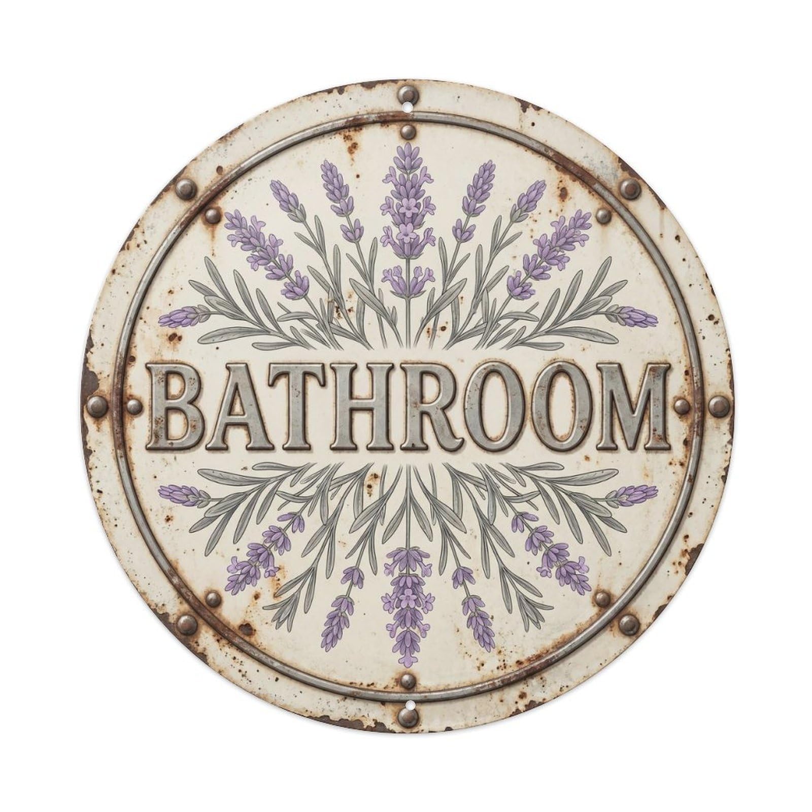 Bathroom Lavender Botanical Floral Room Label Metal Tin Sign