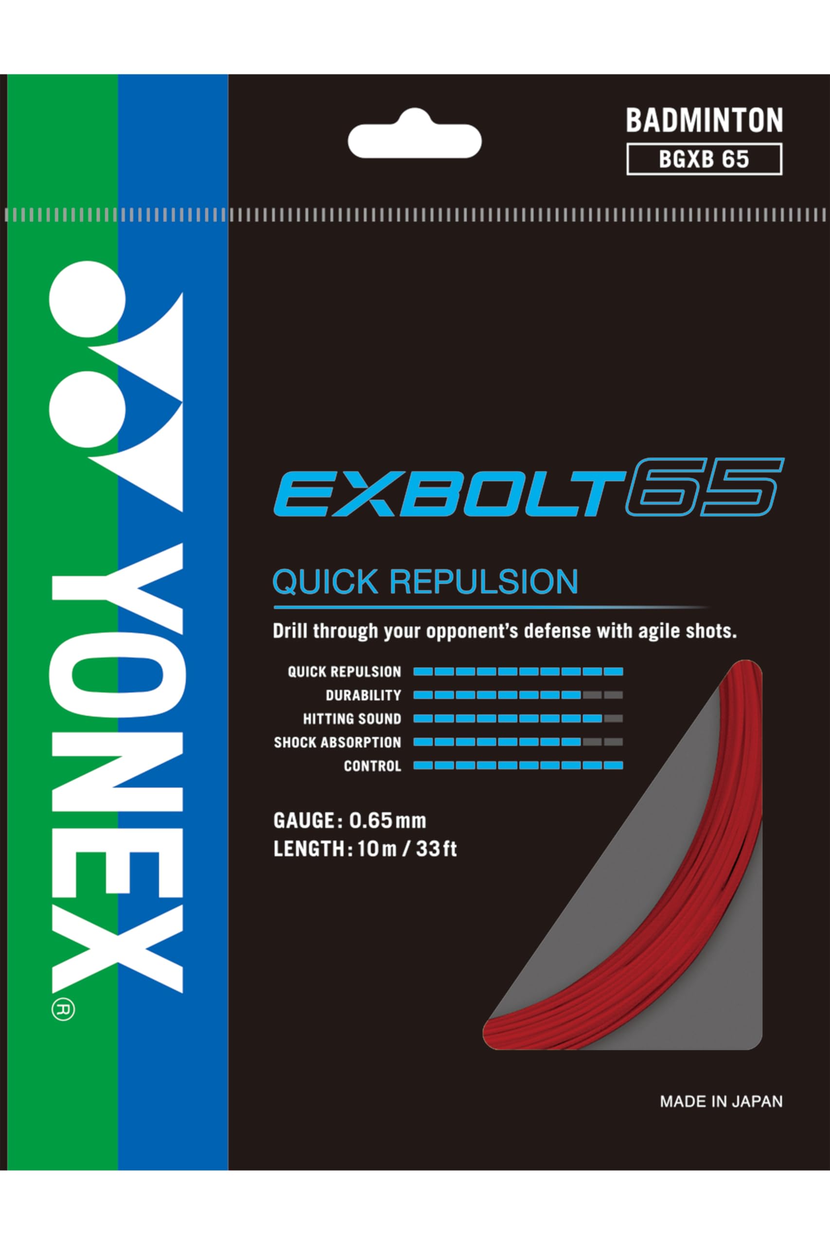YONEX EXBOLT 65 Badminton String - RED (1285)