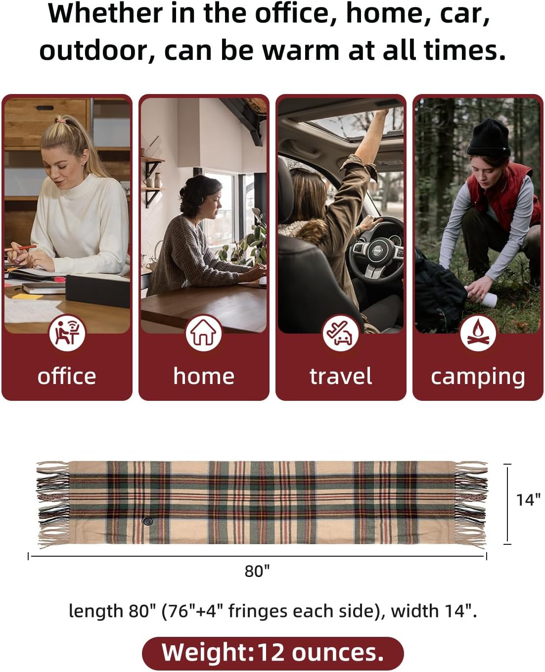 Rechargeable Electric Heated Neck Winter Scarf for Women - Image 4