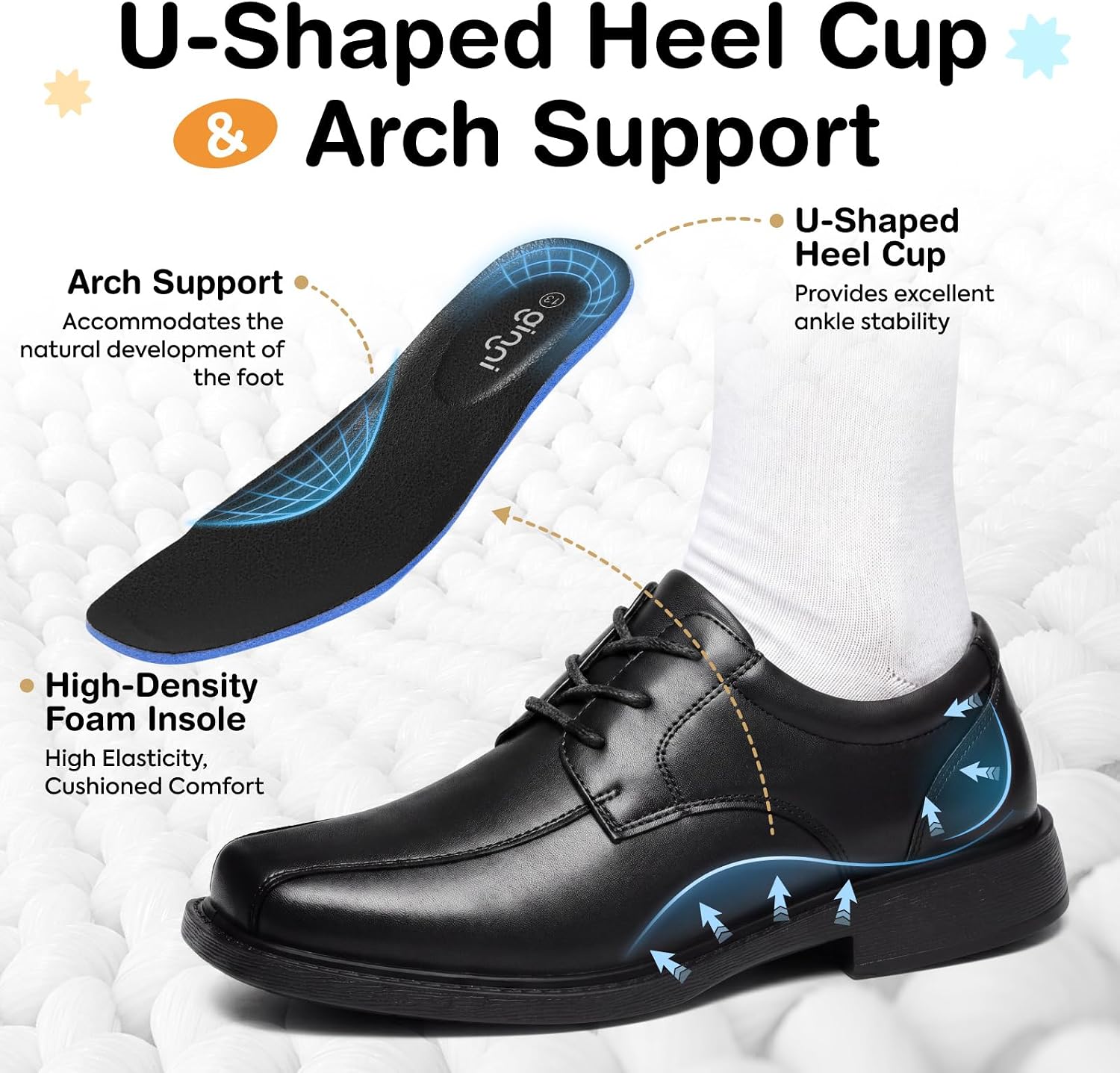 GINNI Boys Dress Shoes Oxfords Square Toe Formal Oxfords