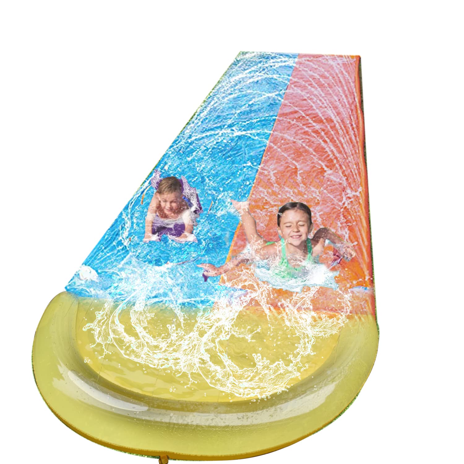 Dimple 2 in 1 Inflatable Water Slide with 2 Bodyboards and Splash, Kids Slip and Slide Backyard Summer Fun Toy for Kids with Heavy Duty Build in Sprinkler for Outdoor Water Toys Play (16 ft x 5 ft)