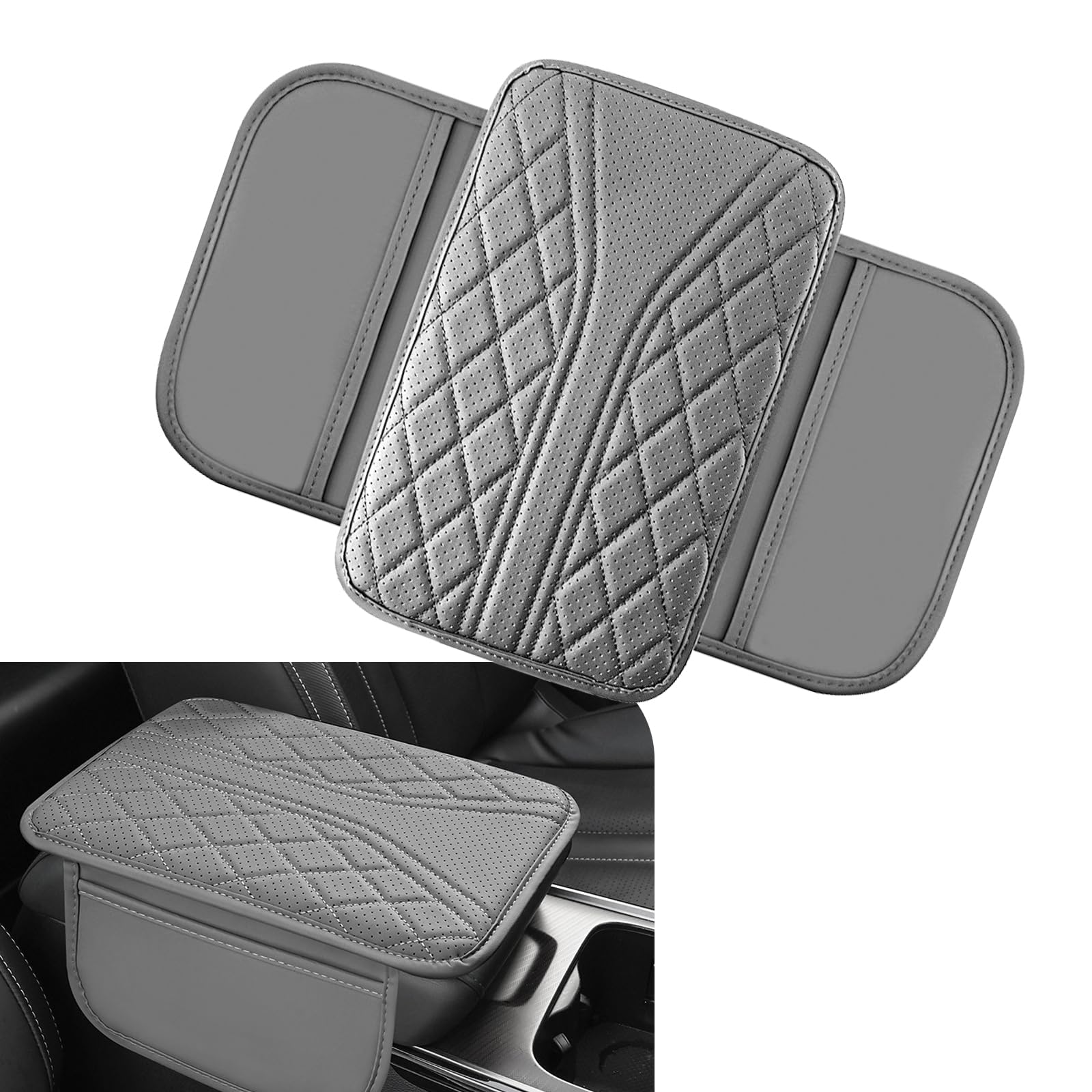 EXCTLOE Car Armrest Organizer for Vauxhall Corsa III 2016-2024 with Storage Pocket, Centre Console Cover, Phone, Wallet and Essentials Holder,gray