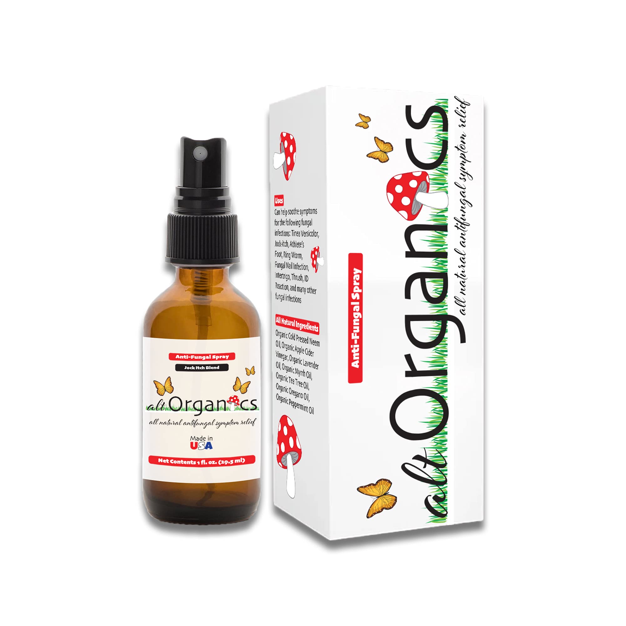 Amazon.com: ALT Organics - Natural Jock Itch Spray | Athletes Foot Treatment  | Toenail Fungus | 100% Organic Antifungal & Symptom Soothing Essential Oil  Remedy : Health & Household