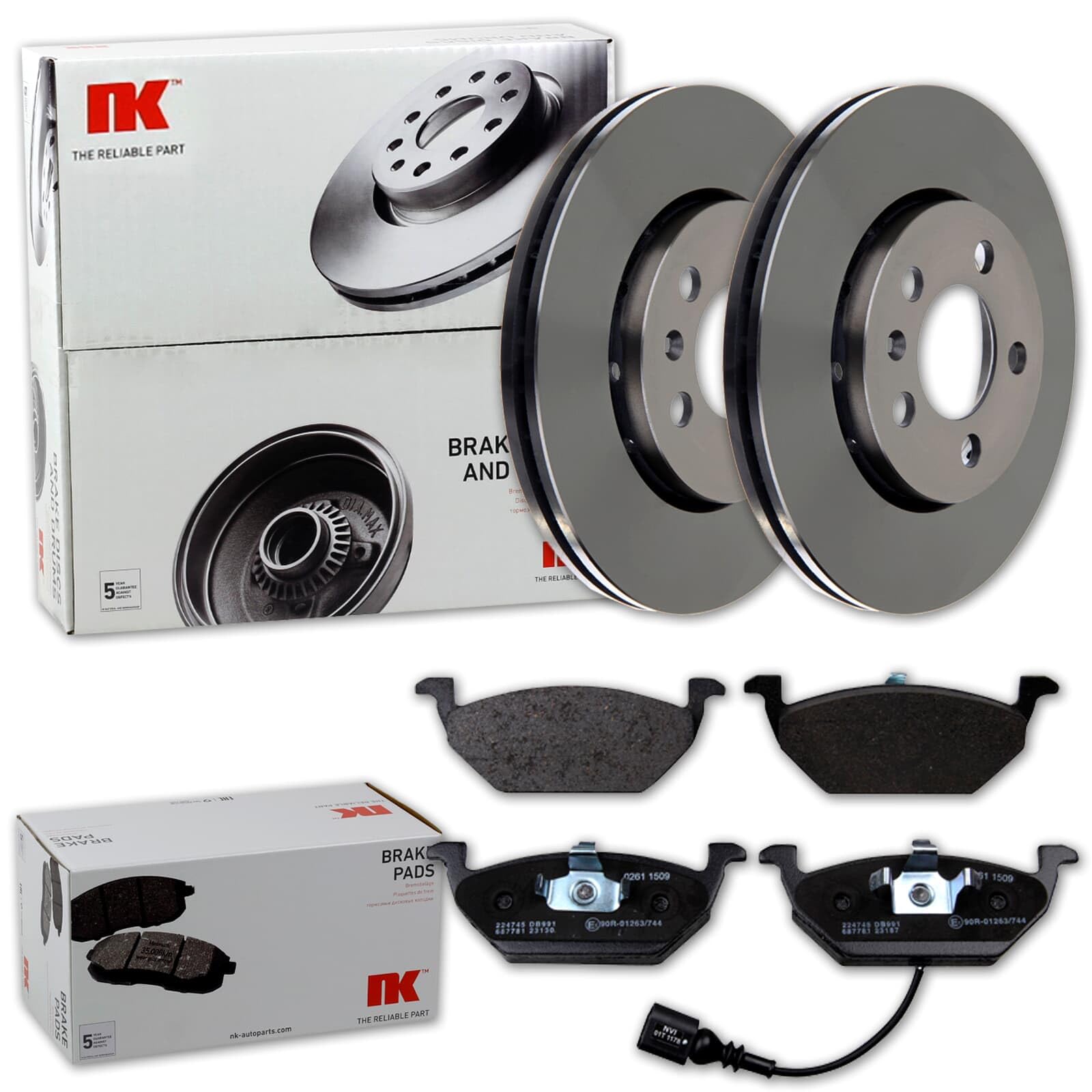 NK Bremsscheiben + Beläge vorne | 204758 + 224745 passend für Fabia 2 3 Rapid Ibiza Fox