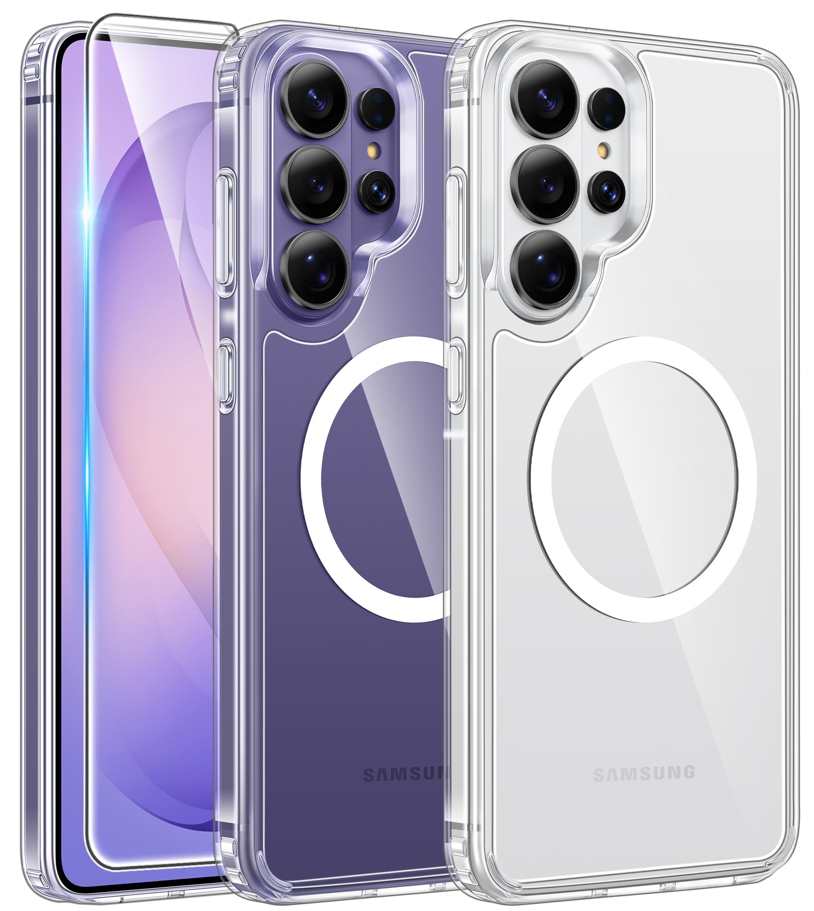 Photo 1 of FNTCASE for Samsung Galaxy S26-Ultra Case: Clear Magnetic Phone Cases with Screen Protector Compatible with Magsafe Slim Anti Yellowing Rugged Protective Transparent Cell Phone Cover (Clear Magnetic)
