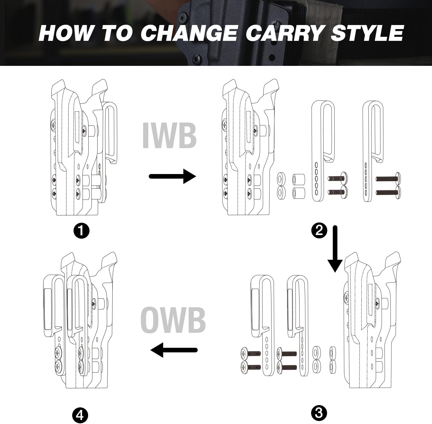 WARRIORLAND IWB & OWB Convertible Holster Optics Cut: Sig P365 /P365 X & XL, IWB OWB Combo Holster, 1.75 Belt Clip, Adjustable Ride Height, Right Hand