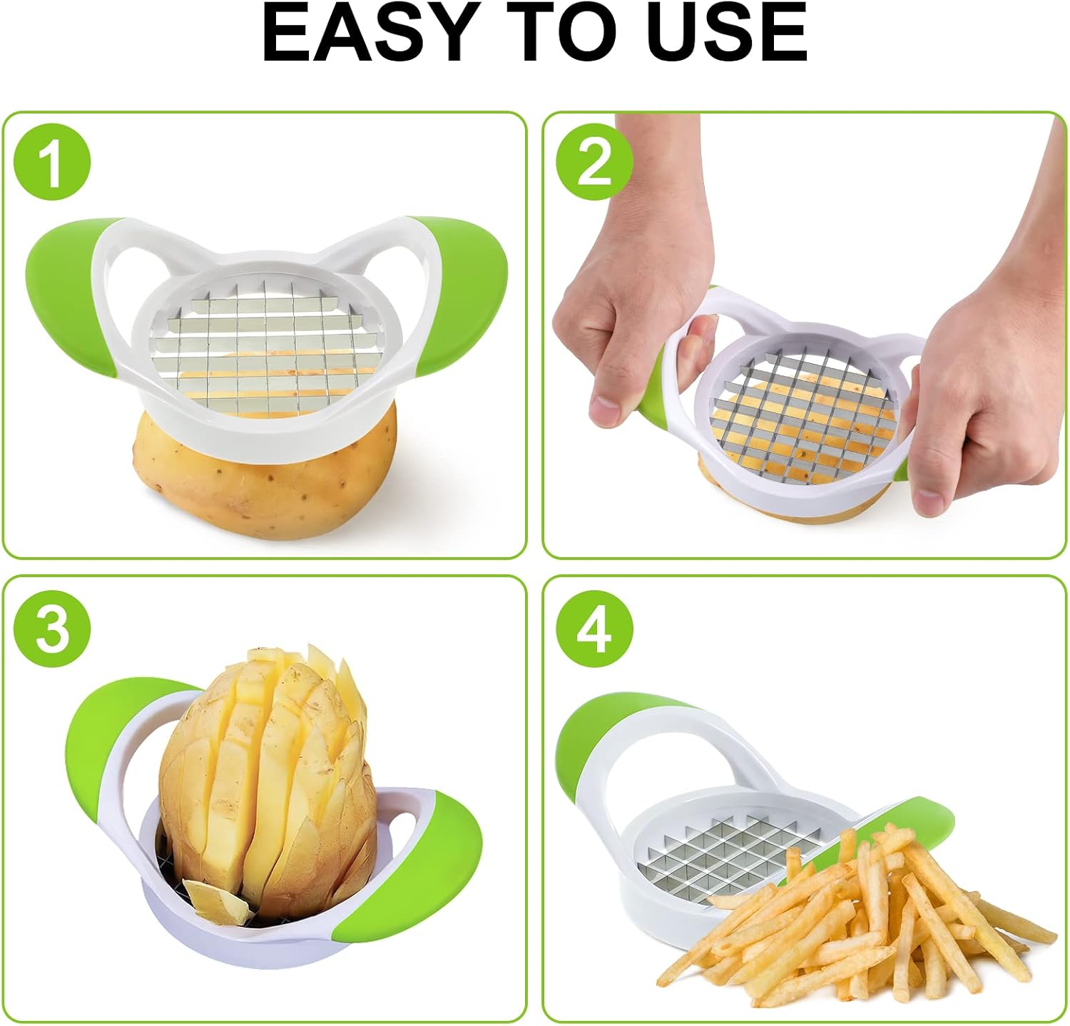DOITOOL 2PCS Multi- purpose Potato Cutting Device, Stainless Steel French Fry Cutter, Square Potato Slicer for Restaurant Home Kitchen image 2