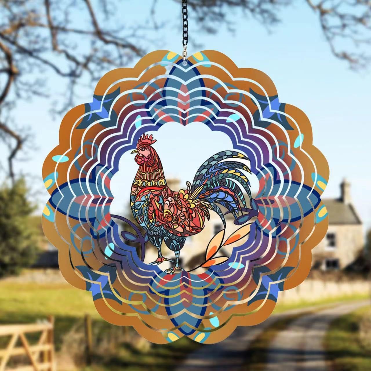Butterfly Wind Spinners Metal Hanging Wind Spinner for Outdoor & Indoor Decorations, 30cm 3D Wind Spinner for Ornament Gifts (Yellow)