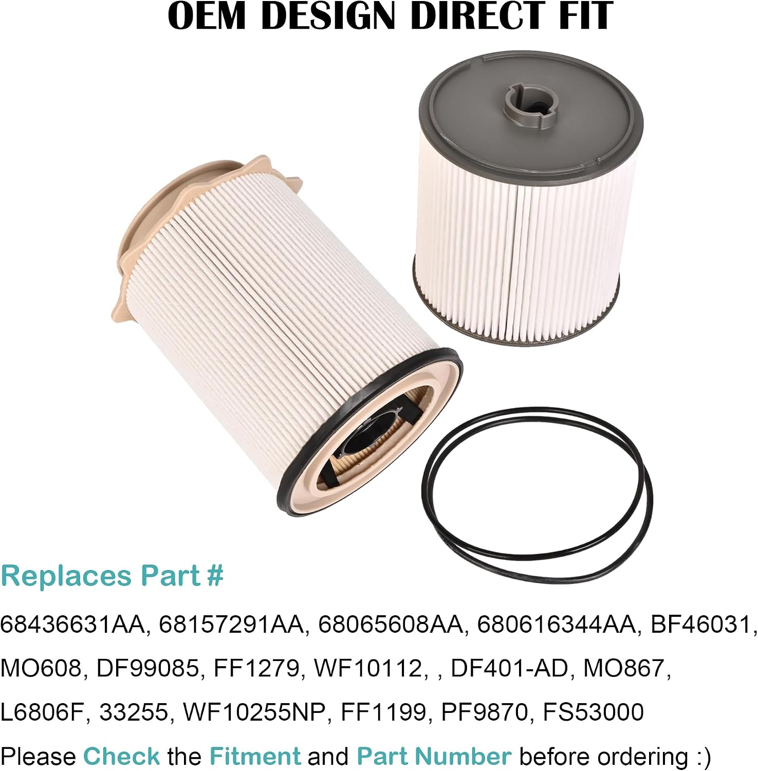 6.7L Cummins Fuel Filters 68157291AA and Water Separator 68436631AA Set for 2019 2020 2021 2022 2023 Ram 2500 3500 4500 5500 Turbo Diesel Engines