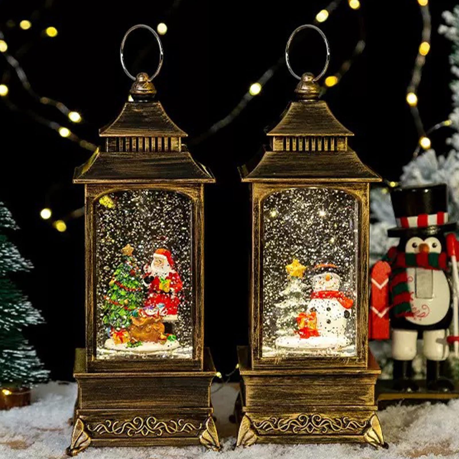 Palla di neve natalizia con musica e struttura sicura in PVC, display a batteria, luce notturna, palle di neve natalizie, decorazione da tavolo