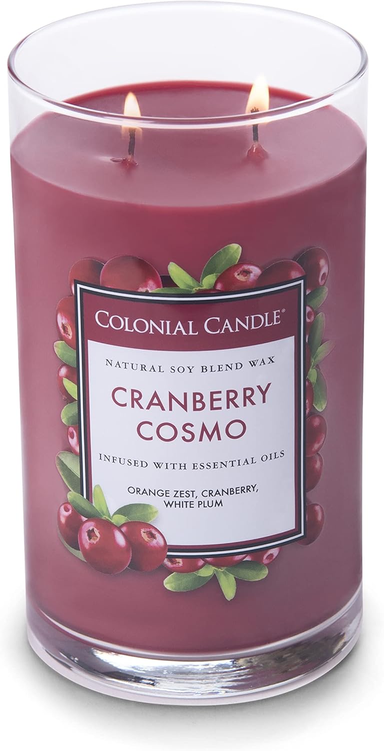 Colonial Candle Cranberry Cosmo Scented Jar Candle, Classic Cylinders Collection, 2 Wick, Red, 19 oz - Up to 120 Hours Burn - Image 3