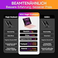 HOU Magic Billentyűzetes Tok iPad Air/Pro 11" - 7 Színű Háttérvilágítás, Érintőpad, QWERTZ, Rózsaszín, Kompatibilis iPad Air 5/4 és Pro 11"  7