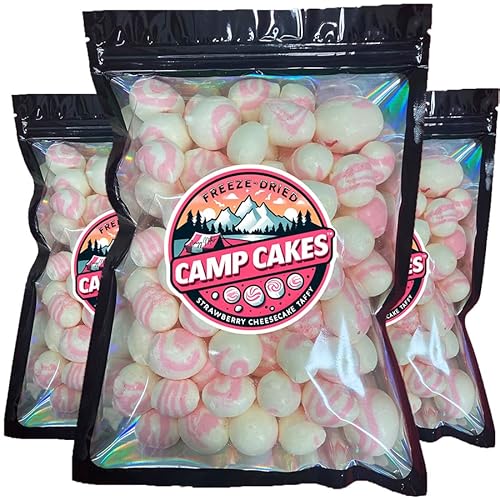 Crazy Nate’s Camp Cakes - Strawberry Cheesecake Taffy, Freeze-Dried Snack,