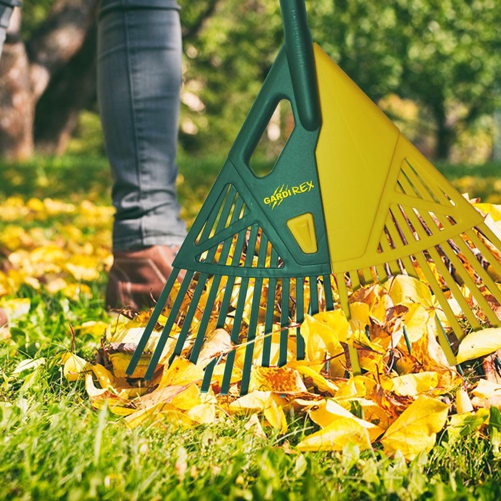 GARDIREX - Râteau Ramasse-Feuilles | Manche Télescopique 2m, Tête 70cm Séparable | Feuilles, Branches, Herbe Coupée