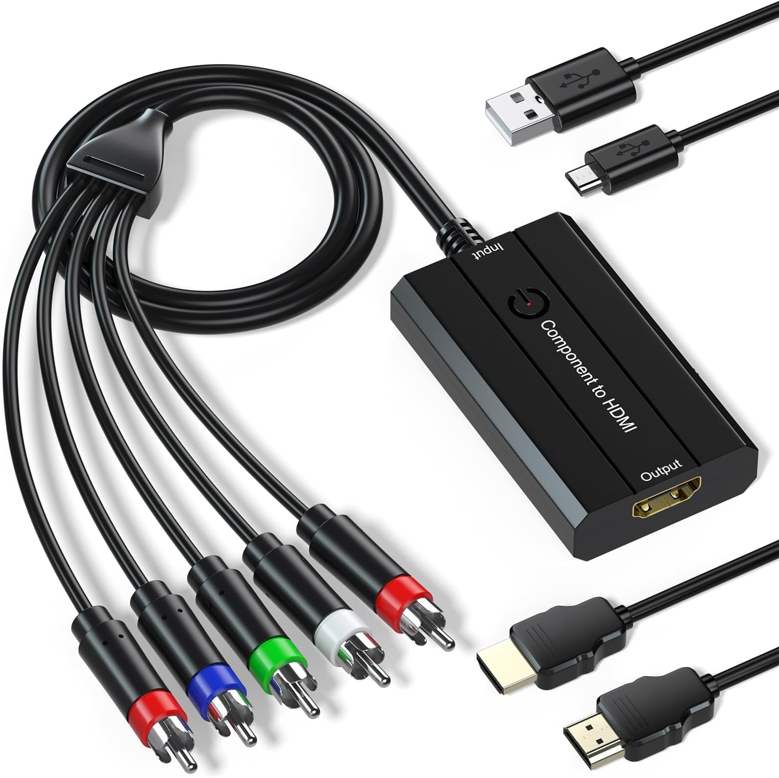 Male Component to HDMI Converter for DVD/STB/VHS with Female Component to Display on