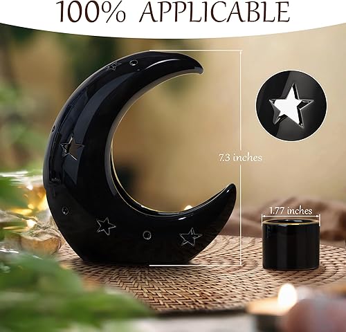 Miniatura 4 de ZenBless Soporte para incienso en forma de luna, quemador de incienso para salvia, palitos de Palo Santo, incienso de cono, quemador de incienso de