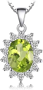 JewelryPalace Princess Diana Kate Middleton Natural Amethyst Citrine Garnet Peridot Topaz Created Ruby Sapphire Simulated Emerald Pendant Necklace for Women, 925 Sterling Silver Gemstone Jewelry Set