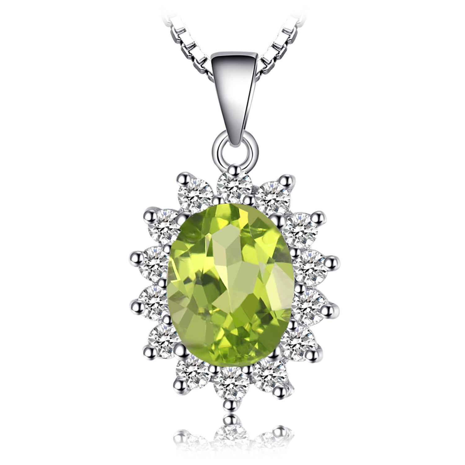 JewelryPalace Princess Diana Kate Middleton Natural Amethyst Citrine Garnet Peridot Topaz Created Ruby Sapphire Simulated Emerald Pendant Necklace for Women, 925 Sterling Silver...