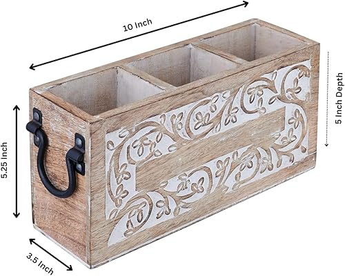 Miniatura 2 de Farmhouse Decor - Organizador de cubiertos de 3 compartimentos para utensilios y cubiertos para fiestas, organizador de encimera para cuchara,