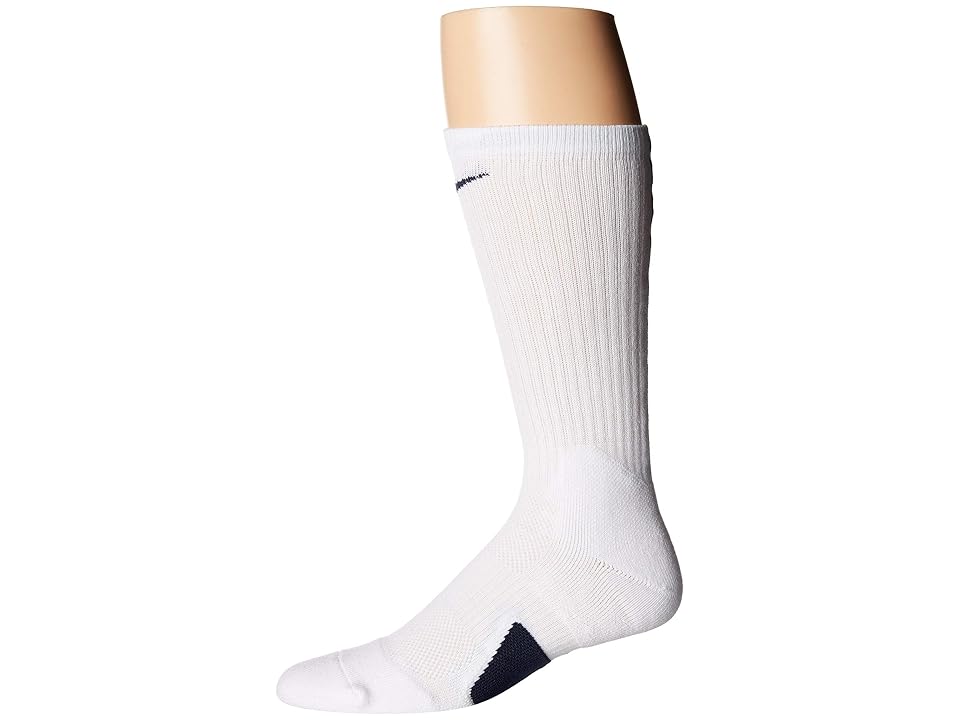 

Nike Elite Crew Team (White/College Navy/College Navy) Crew Cut Socks Shoes