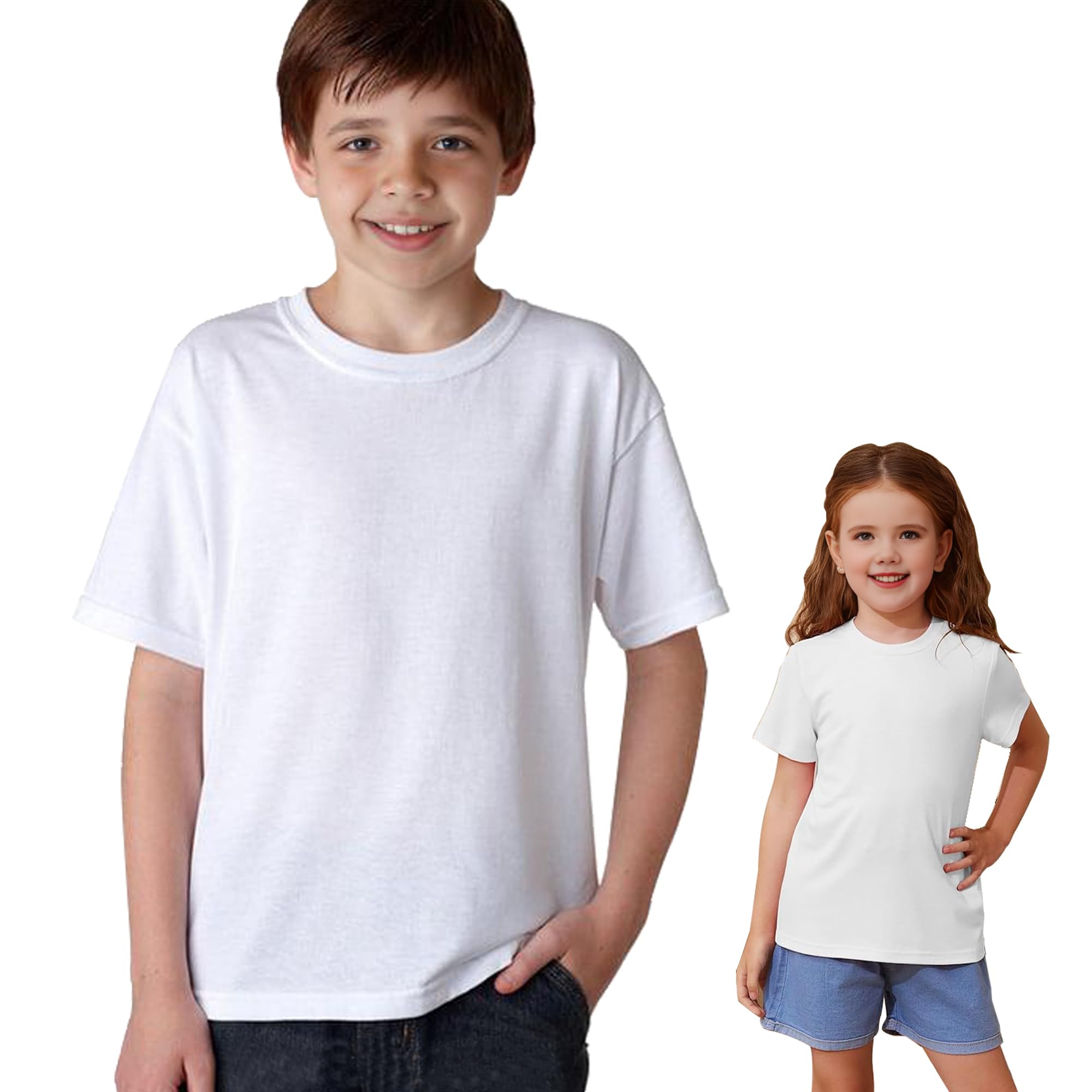 Vida Sol Camiseta Infantil 100% Algodón, 1 y 2 Unidades, Unisex, Manga Corta, Cuello Redondo, Suave y Transpirable, Diseño Básico y Cómodo, Ideal para Uso Diario, Tallas 1-15 Años, Colores Variados