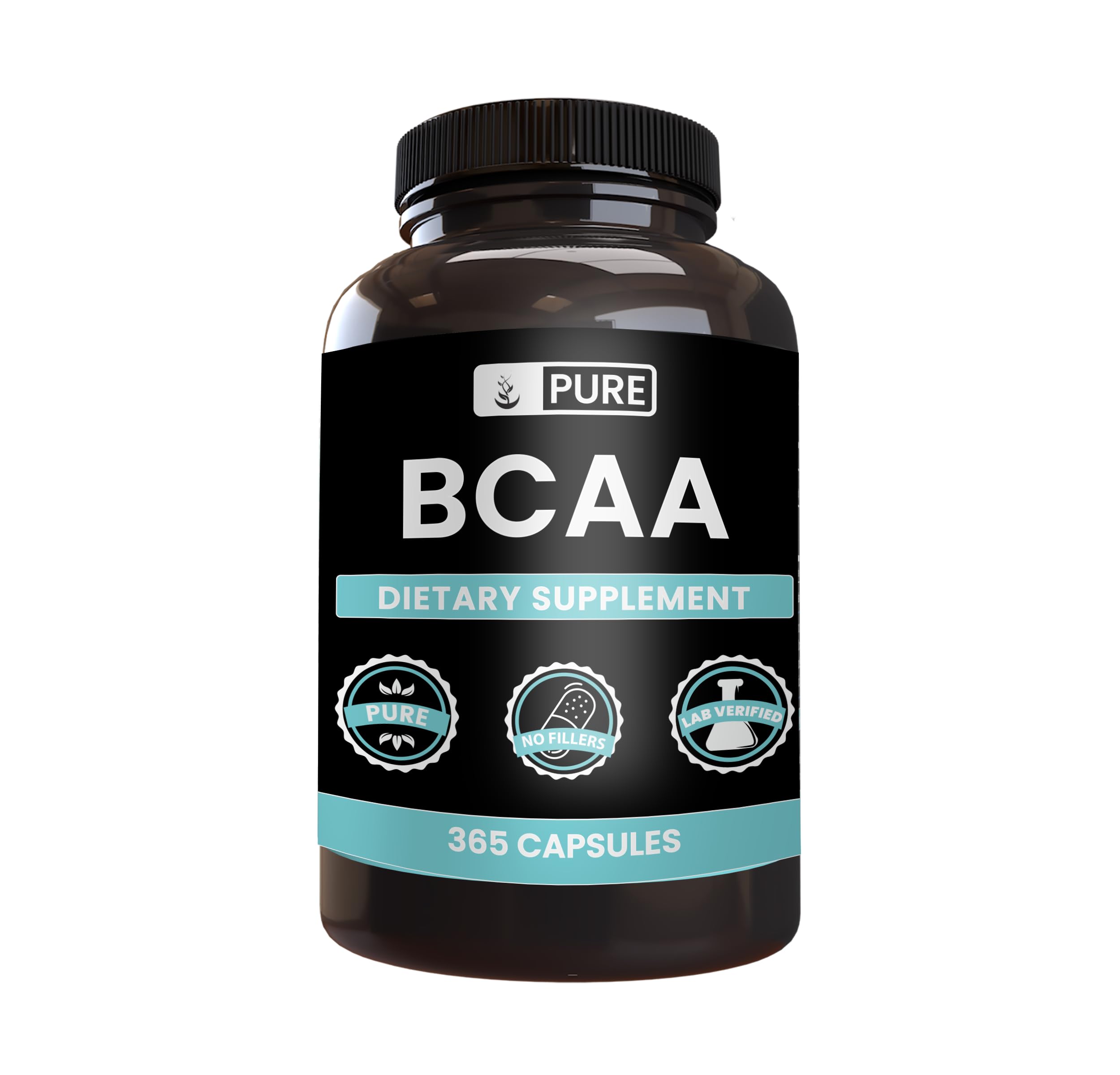 Pure Original Ingredients BCAA (365 Capsules) No Magnesium Or Rice Fillers, Always Pure, Lab Verified 365 Count (Pack of 1)