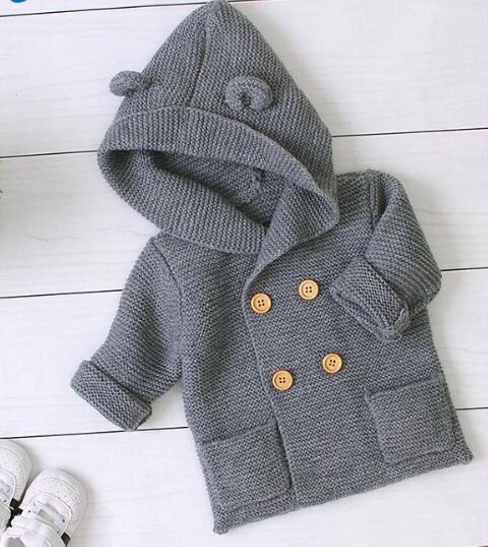 UKKO Suéter para niños Cardigan De Punto Cardigan Cardigan Niños con Capucha para Niños Chaqueta De Un Solo Pecho