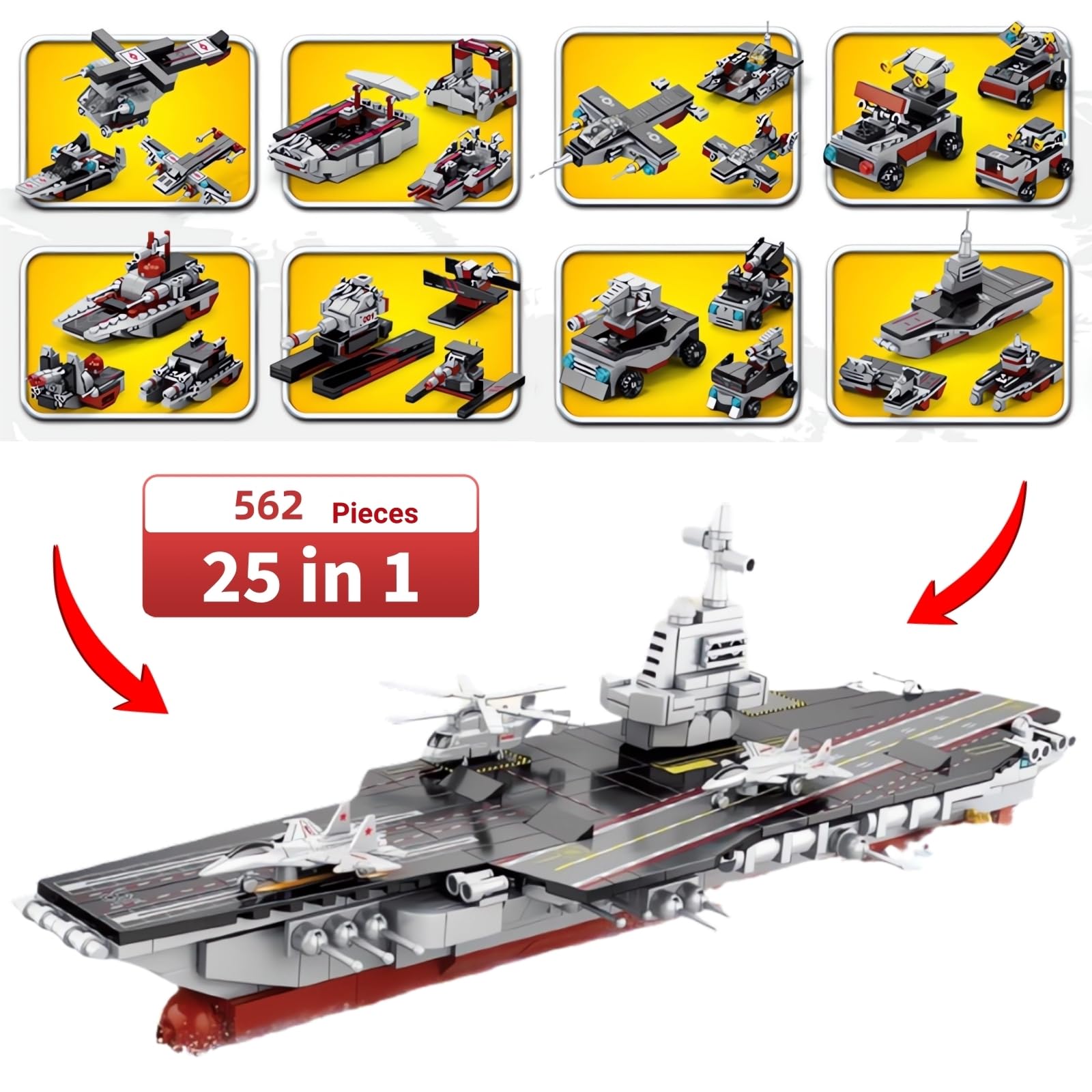 Amazon.co.jp: WULOBOOI 8イン1 WW2 空母組み立てセット 軍用巡洋艦