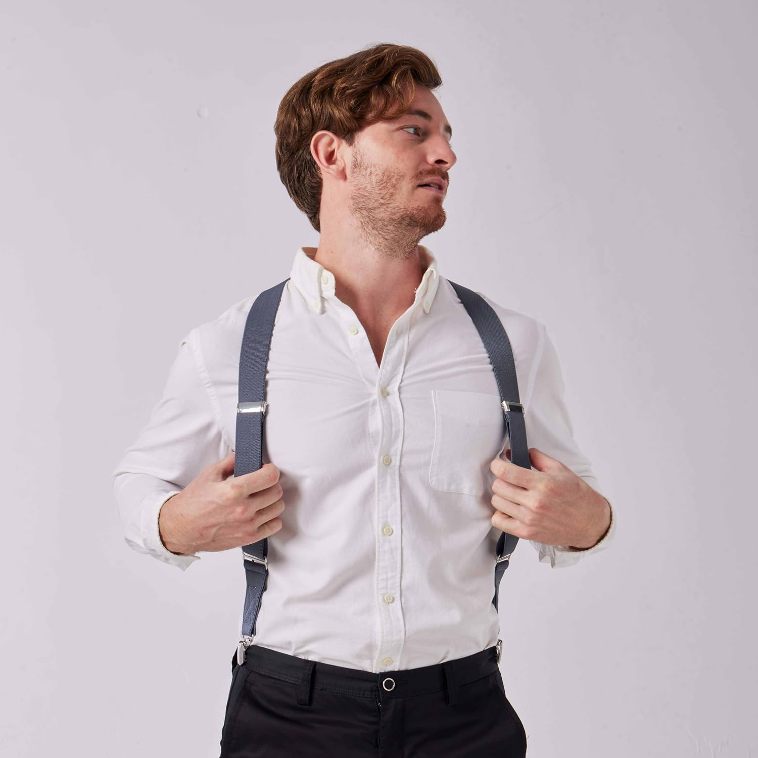 LazarsSpace 2 Clips Men's Suspenders X-Back Clip-On Elastic Braces for Formal and Casual Wear image 4