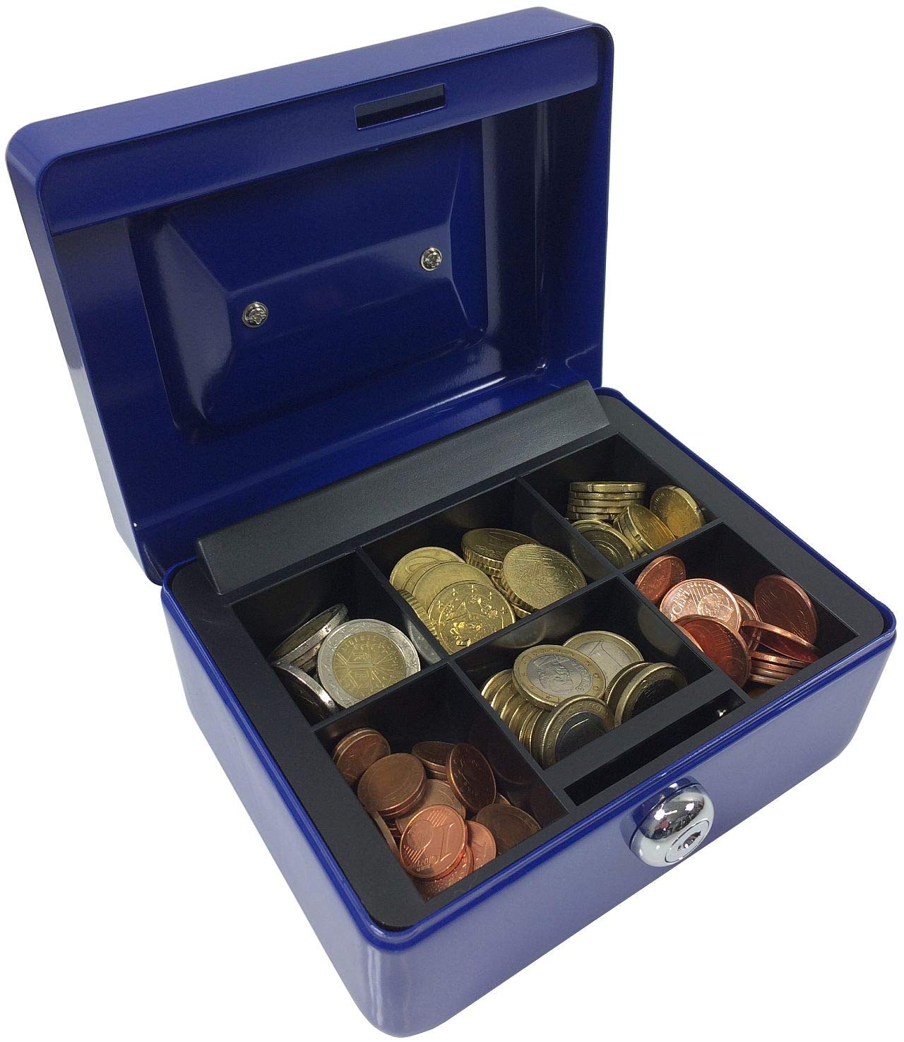 Coffret à monnaie portable Acropaq bleu 152x123x80mm