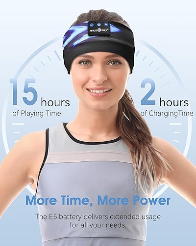 Miniatura 10 de MUSICOZY Auriculares para dormir Bluetooth 5.2, auriculares deportivos inalámbricos resistentes al sudor, auriculares para dormir con altavoz