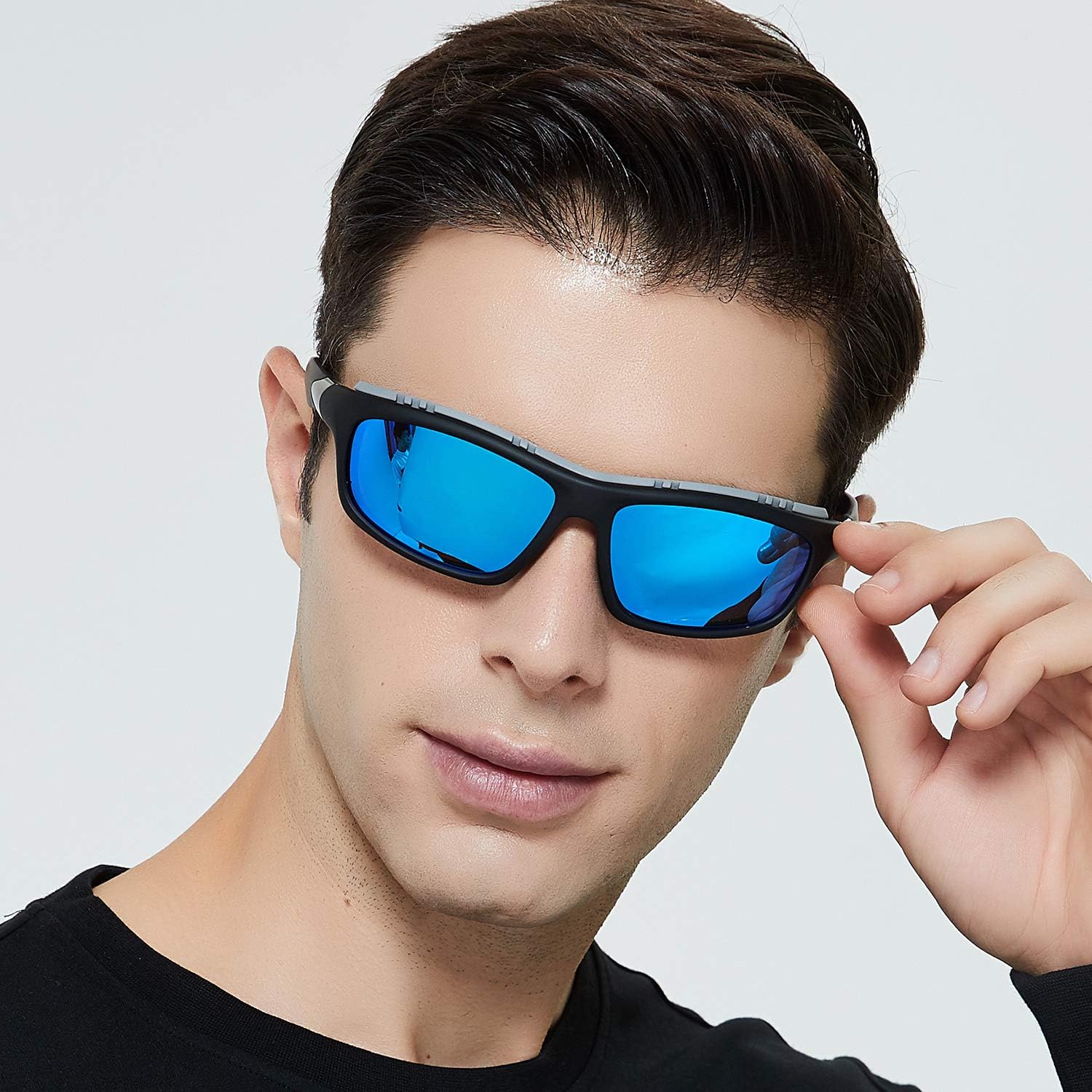 Sports Polarized Sunglasses for Cycling Driving Windproof Mirror UV400 Glasses Brown Black