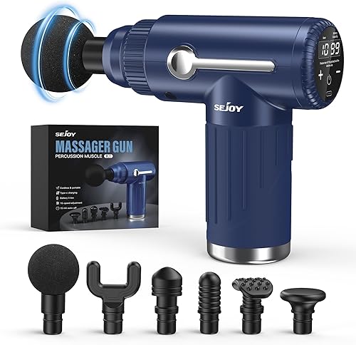 Sejoy Pistola de masaje, mini masajeador de tejido profundo, pistola masajeadora portátil de percusión muscular para atletas, masajeador eléctrico