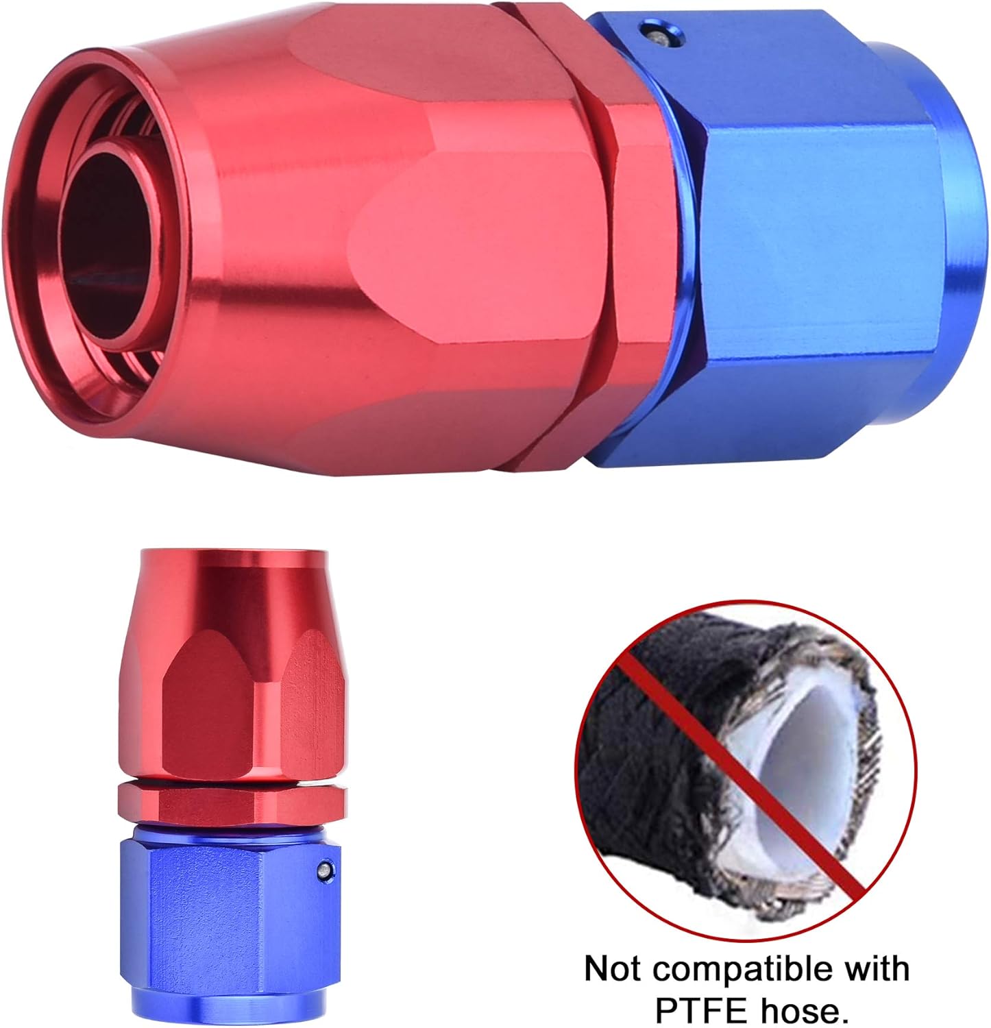 EVIL ENERGY 6AN Swivel Hose End Fitting Straight for Braided CPE Fuel Hose Blue&Red 2PCS