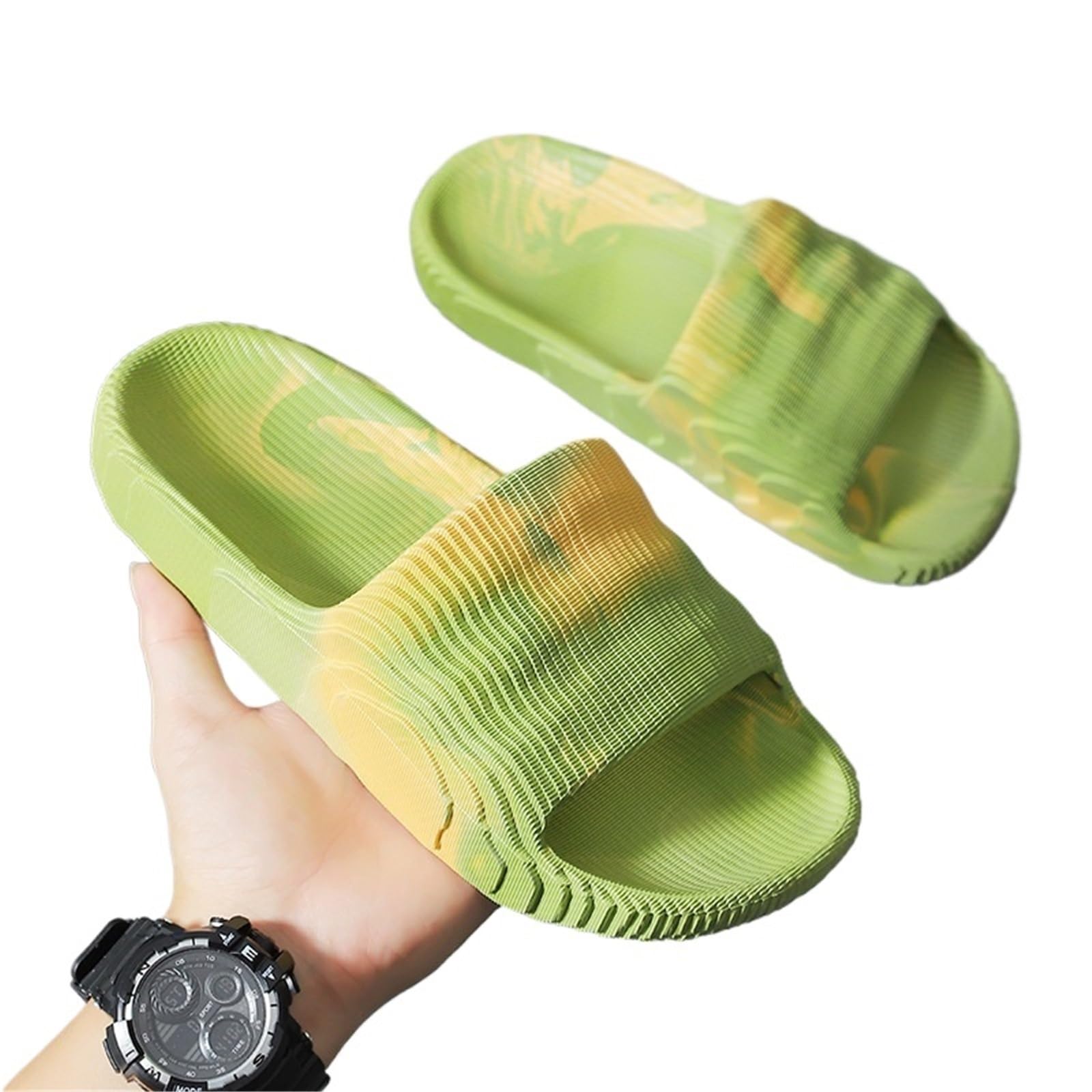 ERHTGUO Men And Women Slippers Summer Indoor Home Bathroom Anti Slip Soft Sole EVA(Green,38-39)