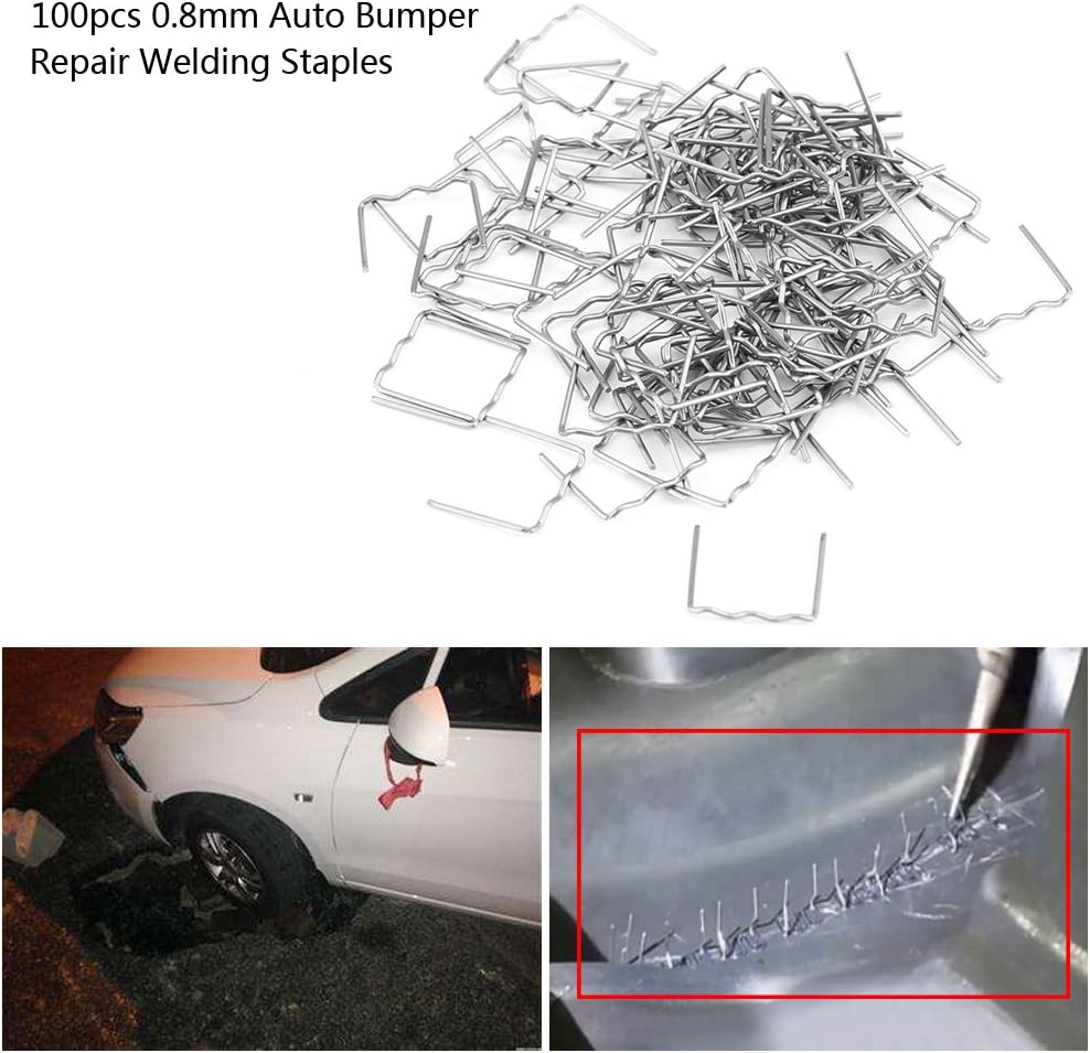 Hot Staple,Hot Staples Stainless Steel Plastic Stapler for Car Bumper Repair Bodywork Plastic Welding Repairing 100pcs 0.8mm Auto Bumper Repair Pre Cut Welding Staples Repair Tool Kit ("S" Style) - Image 3