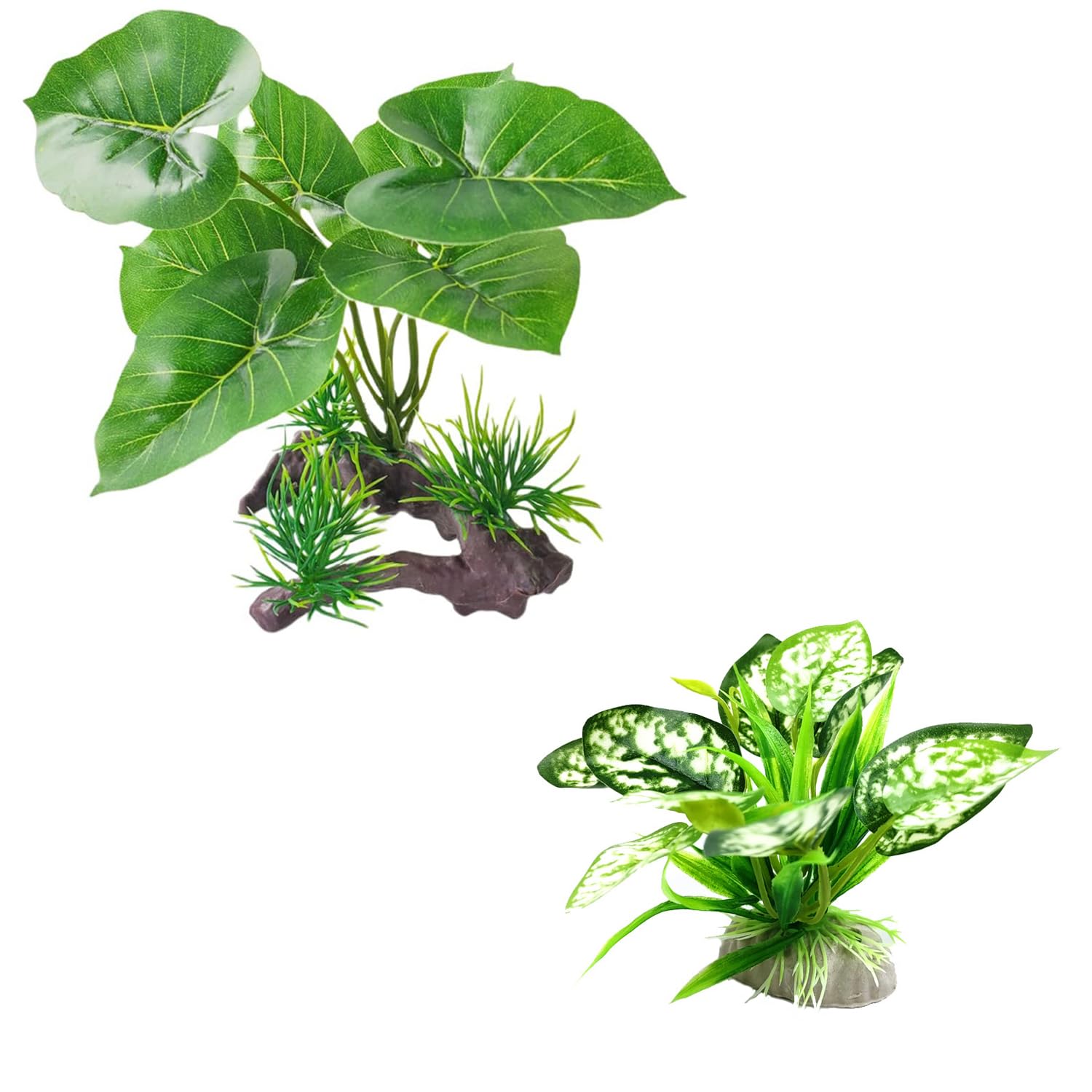 WEKVLPTH 2pcs Reptile Artificial Plants, Terrarium Plants Decorations Supplies, Aquarium Fish Tank Plant, Amphibian Habitat Hideout Tank Accessories