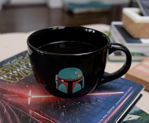 Miniatura 6 de Star Wars The Mandalorian Boba Fett - Taza de sopa de cerámica  Cuenco para helado, cereales, avena  Taza de café grande para expreso, cafeína,